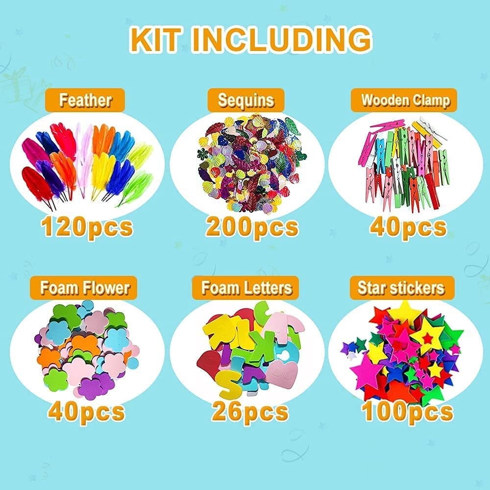 YANSION 1000Pcs DIY Arts and Crafts Supplies Craft Art Supply Kit, DIY Crafting Collage Arts Set, Educational Toy Set