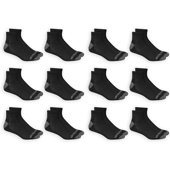 Fruit of the Loom mens 12 Pair Pack Dual Defense Cushioned Casual Sock, Black, 6-12
