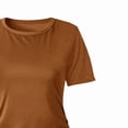 thumbnail image 5 of ZEHJUHAN Women's Solid Color Round Neck Short Sleeve with Cross Hem Ruffles Slim Fit Summer T-Shirt Dress Brown，M, 5 of 8