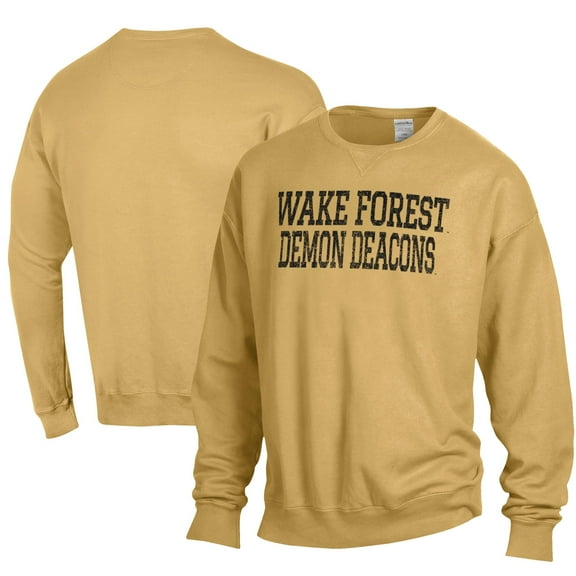 Men's ComfortWash Gold Wake Forest Demon Deacons Stack Garment Dyed Crewneck Pullover Sweatshirt