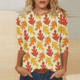thumbnail image 1 of Awdenio - Camisetas de manga larga para mujer, blusas holgadas con estampado juvenil, blusas informales con cuello en V y mangas 3/4, 1 of 5