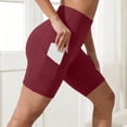 thumbnail image 2 of Yoga Pants With Pockets For Women Womens Yoga Shorts With Pockets High Waisted Womens Shorts Suitable For Cycling Sportswear Running Yoga And Sports Athletic Seamless Summer Yoga Shorts Wine Red L, 2 of 4