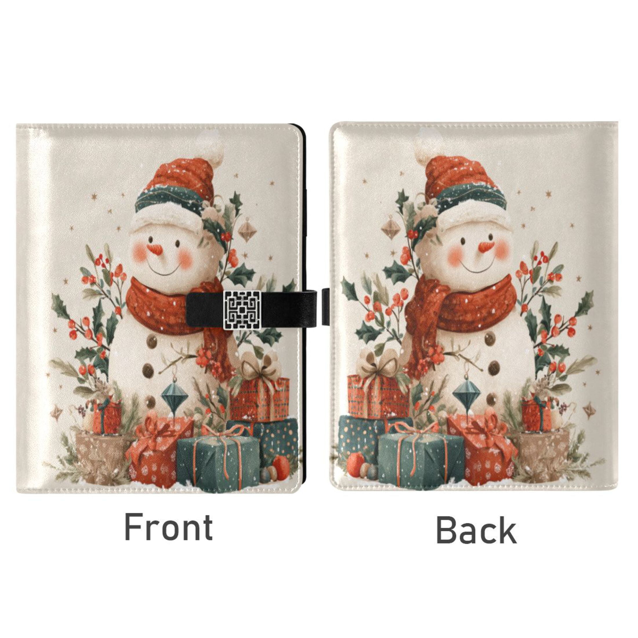 Leather Planner Leather Notebook Notebook Journal Binder Design Pen Pocket Design Convenient for Storage Warm Christmas Snow Man