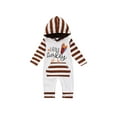 thumbnail image 1 of Mialoley Bébé Garçons Romper Cou à Capuche Rayé Lettres Automne Bambins Combinaison, 1 of 7