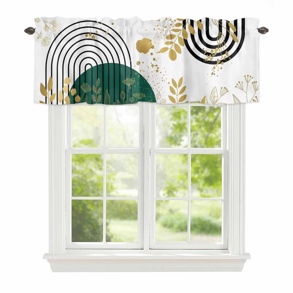 Valance Curtains for Windows Mid Century Modern Kitchen Curtians Window Treatment Abstract Leaves Topper Curtain Rod Pocket Valances for Kitchen Bathroom Living Room 60x18in