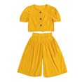 thumbnail image 1 of Kmbangi Kids Suit Set Solid Color Round Neck Short Sleeve Tops+ Culotte, 1 of 10