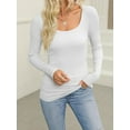 thumbnail image 6 of Womens Long Sleeve Scoop Neck Shirts Knit Tops Slim Fitted Tees Basic Casual Fall Outfits, 6 of 6