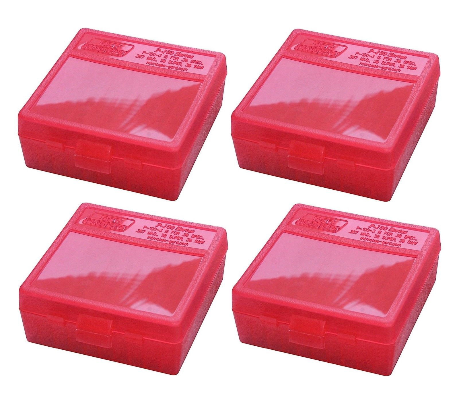 MTM Case Gard™ New MTM Plastic Ammo Box 100 Round 38/357 P100-3-29 CLEAR RED 