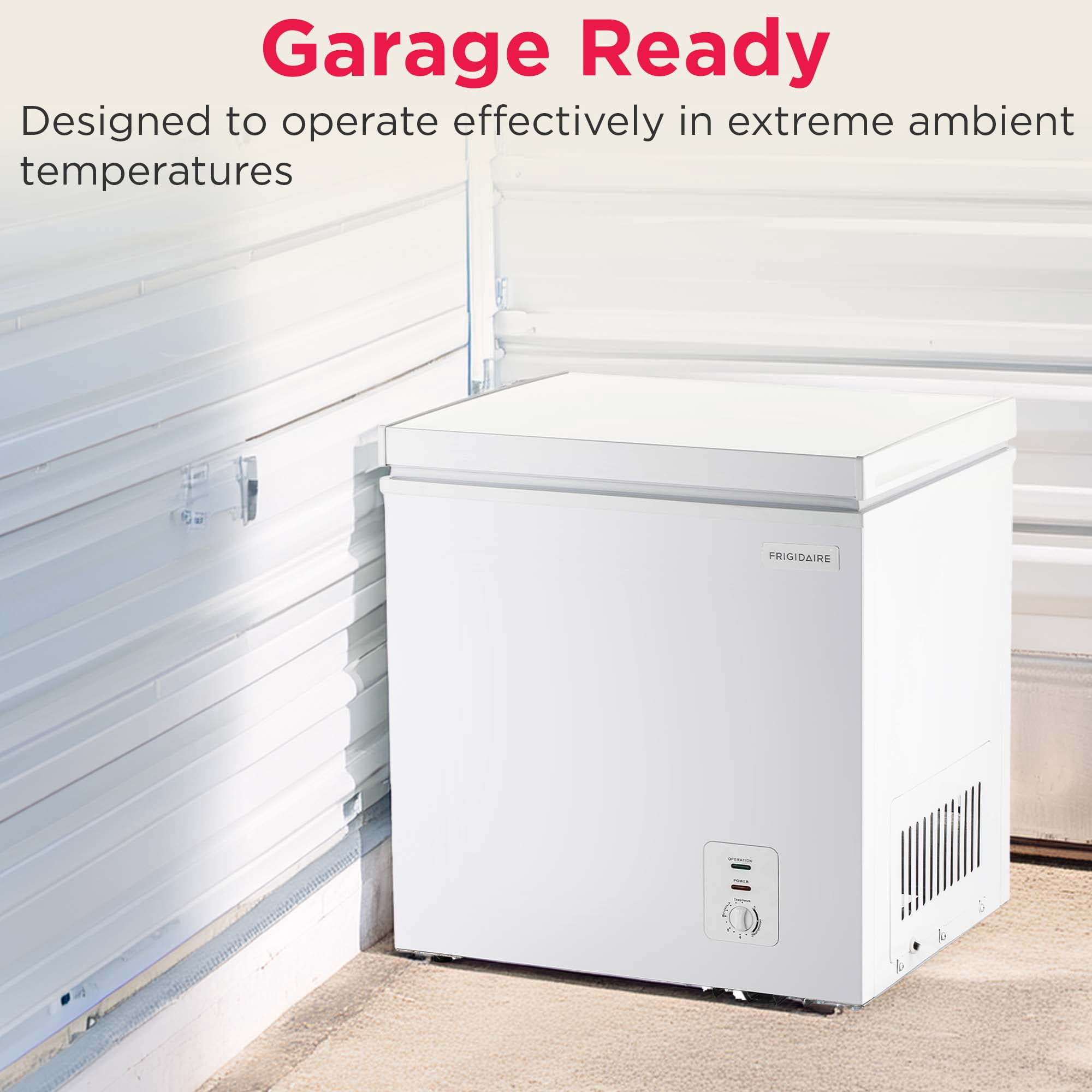 Frigidaire 2.1 Cu. ft. Garage Ready Chest Freezer, Compact Deep Freezer in White