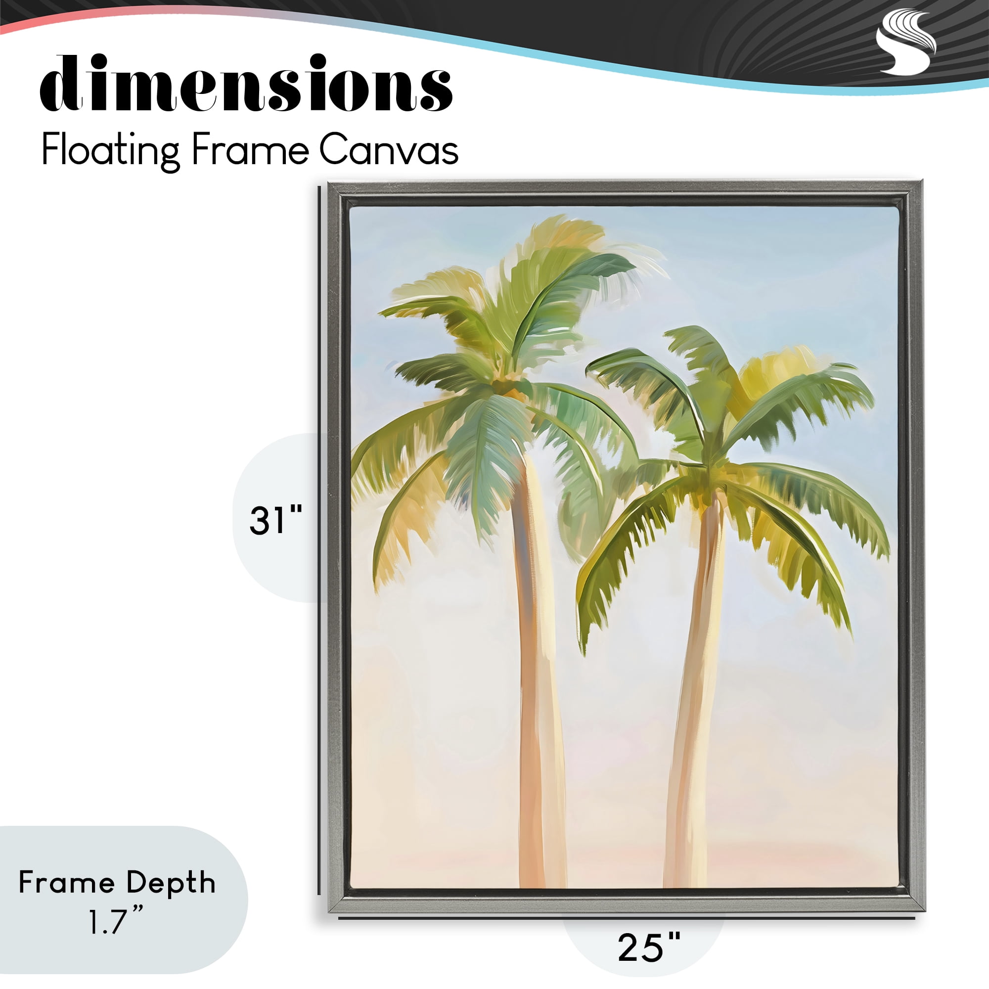Stupell Industries Tropical Palm Twins at Sunrise Gray Framed Floater Canvas Wall Art, design by The Prints Vibe