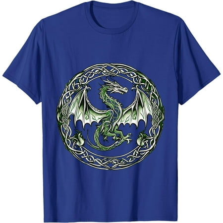 Tribal Irish Celtic Knot Fantasy Dragon Unisex T-Shirt for Men Women Kids Toddler Royal Blue Color Size 3XL