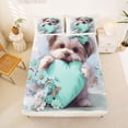 thumbnail image 5 of Homewish Green Bowtie Yorkshire Terrier Queen Sheets,Pet Lovers Queen Sheet Sets,Daisy Decor,4 Pieces,1 Flat Sheet, 1 Fitted Sheet and 2 Pillowcases, 5 of 6