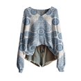 thumbnail image 4 of NMMUED Fall Sweaters for Women Womens V Neck Sweater Womens Tops Casual Soft Sweaters for Women Womens Pullover Sweaters Knit Top Patterned Sweaters for Women Sky Blue L, 4 of 4