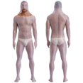 thumbnail image 3 of Lencería para hombre, Body con patas, mono con capucha, mono Sexy con entrepierna abierta, Body transparente que cubre todo el cuerpo con guantes, 3 of 5