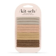 Kitsch Recycled Nylon Glitter Medium Elastics 12pc, Bungee Band Hair Tie - Neutral