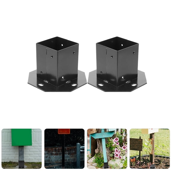KAKOWELY Mailbox Post Support Bracket Metal Black 2Pcs