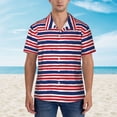 thumbnail image 2 of Gukieu USA Colors Stripes Print Men's Short-sleeved Shirts, Button-down Lapel Hawaiian Shirts, T-shirts, Beach Vacation Summer Casual Wear,Medium, 2 of 7