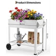 thumbnail image 2 of 39 Inch Outdoor Raised Garden Bed with Wheels and Shelf, Lockable Rolling Steel Planter Box, 400 lbs Capacity for Patio, Balcony, Backyard,White, 2 of 7