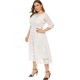 thumbnail image 5 of Vestido de mujer Vestido delgado de fiesta con cuello en O ahuecado de encaje de ganchillo Eccomum Blanco/6XL, 5 of 7