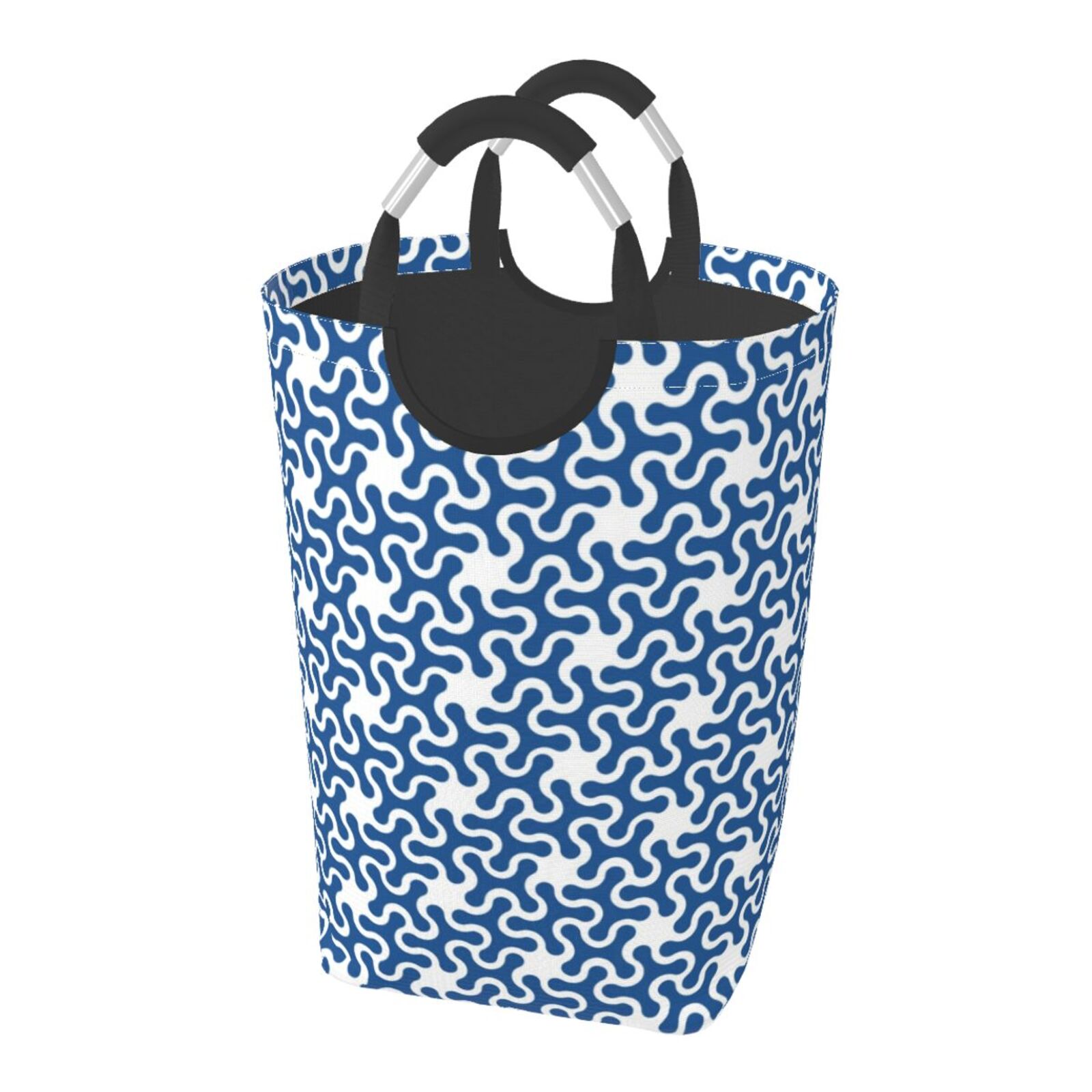 LNWH Laundry Hamper, Blue Geometric Seamless Foldable Laundry Basket