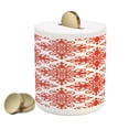 thumbnail image 1 of Valentine's Day Piggy Bank, Western Style Floral Scroll Motif Swirled Lines Antique Royal Ornament, Ceramic Coin Bank Money Box for Cash Saving, 3.6" X 3.2", White Red, by Ambesonne, 1 of 4