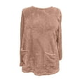 thumbnail image 4 of Timegard Womens Tops Fall Winter Fleece Comfy Long Tops Casual Warm Fuzzy Pullover Tops Solid Color, 4 of 4