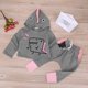 thumbnail image 1 of 2 Unids/Set Bebé Recién Nacido Otoño Invierno Dibujos Animados Dinosaurio Con Capucha Top + Pantalones (90)-178979,03 Likrtyny Bebé, 1 of 7