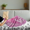 thumbnail image 3 of Be Happy Soft Flannel Fleece Throw Blanket, Its a Day to Be Happy Phrase on Watercolor Spot with Splatters, Cozy Plush for Indoor and Outdoor Use, 50" x 70", Fuchsia Grey and White, by Ambesonne, 3 of 5