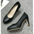 thumbnail image 6 of kkdom Women High Heels Pumps Round Toe Classic Platform Pump Black Size 4.5, 6 of 7