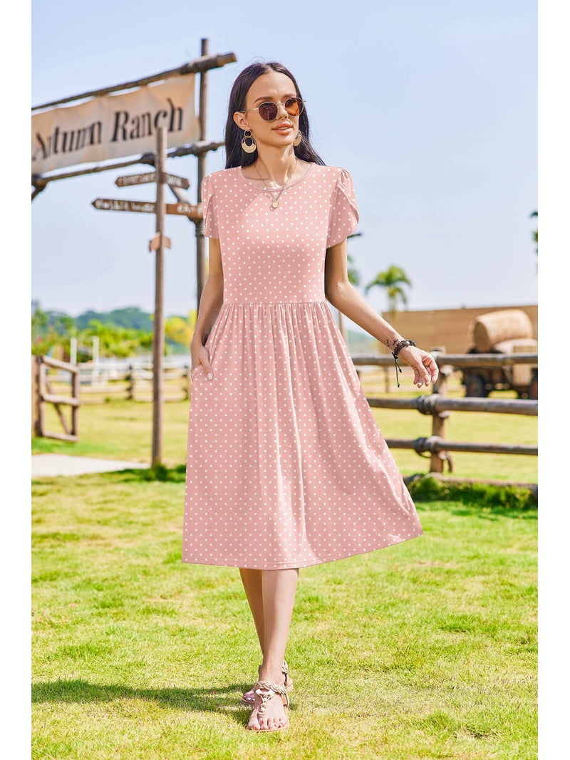 cotton dresses for travel Zeagoo Floral Casual Dresses Modest Tshirt Dress Aline Midi Dress Floral  Boho Sundress with Pockets Cotton Ladies Summer Dress Travel Dress Holiday  Dresses