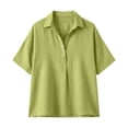 thumbnail image 5 of Womens Tops Summer V Neck Mid Sleeve Button Pullover Tee Spring Tops for Women, 5 of 5