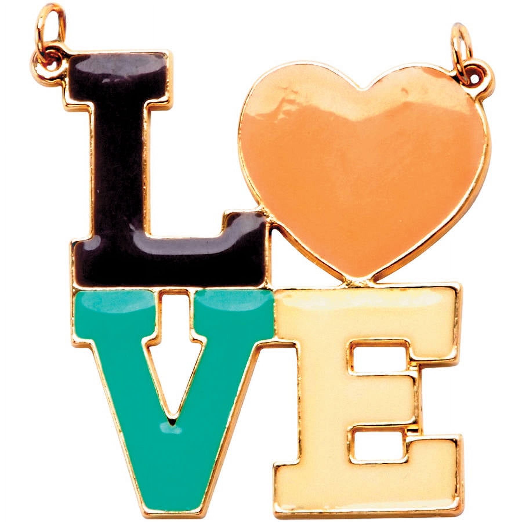 Jewelry Pendant: Love, Colored Enamel and Gold, 2 x 1.92 inches - image 2 of 2