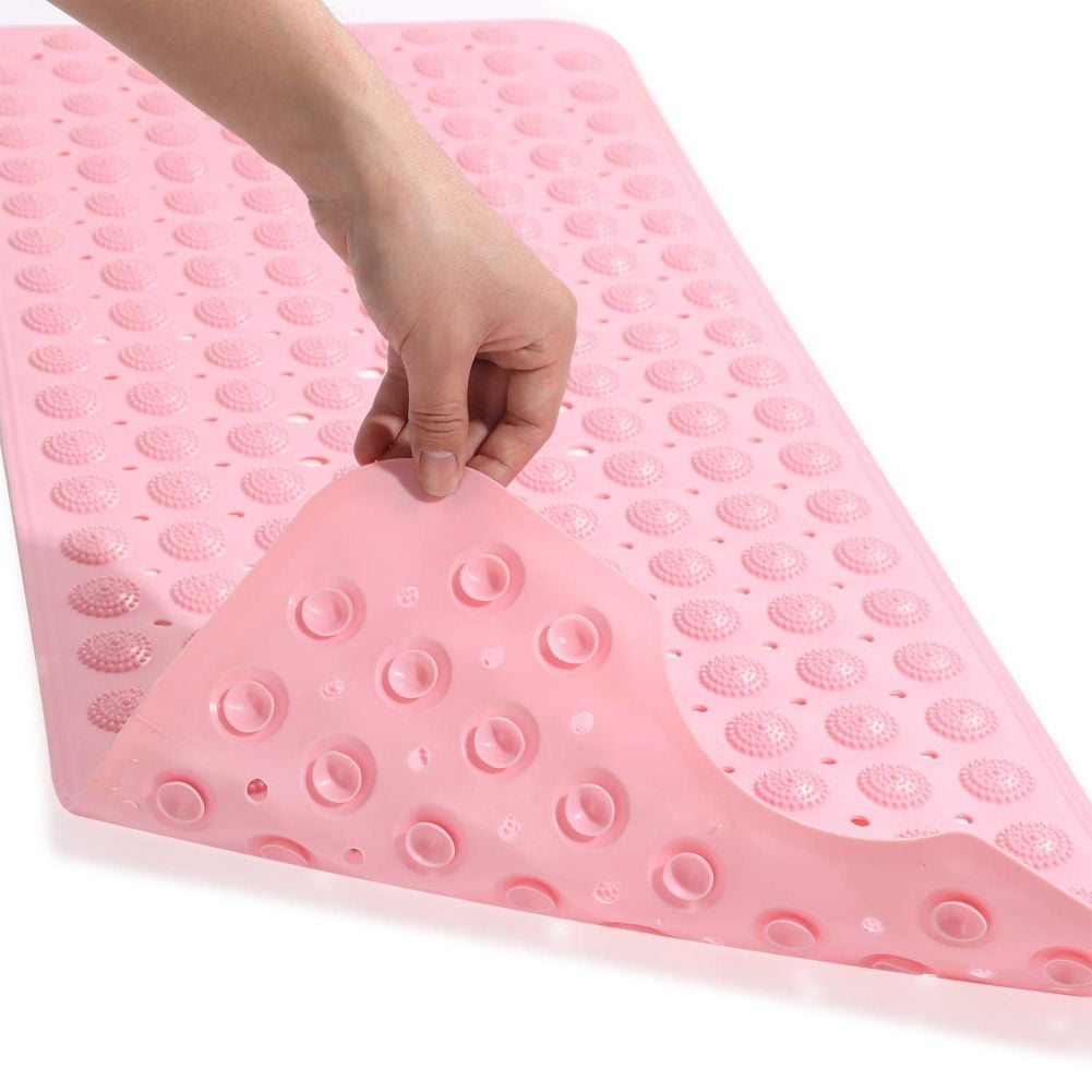No-slip Shower Mat Foot Massage Bathroom Bathtub Mat with Suction Cup Pink