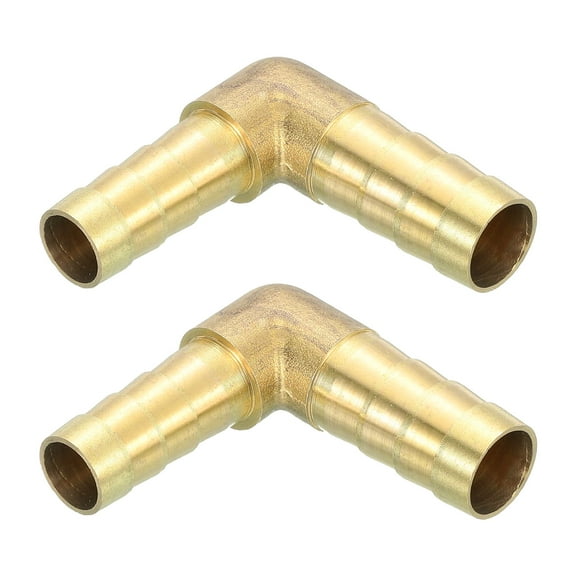 2 Pack Brass Hose Barb Fitting L Right Angle Elbow Connector Coupler, 1/2"x3/8" ID Brass Fitting Air Hose Fittings Reducer for Connecting Water Fuel Air, Oil Hoses
