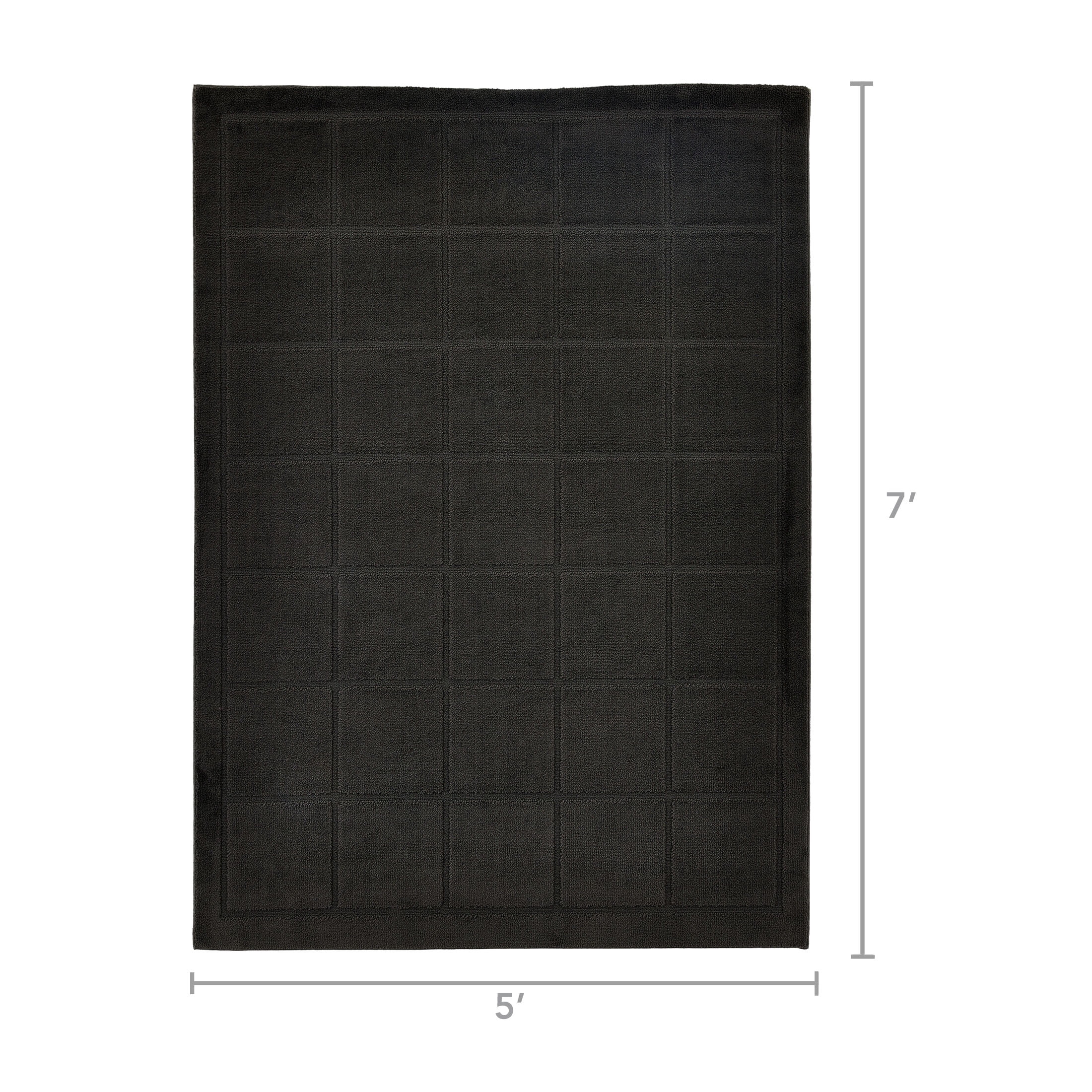 Mainstays Solid High Low Tufted Grid Dark Gray Indoor Area Rug, 5' x 7'