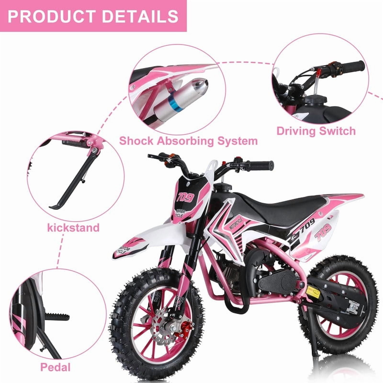 49cc Mini Dirt Bike for Kids, 2-Stroke Gas Power Off-Road Motorcycle with 10-Inch Tires Front & Rear Disc Brakes Shock Absorbing Soft Seat Cushion, Mini Motocross Motorcycle Dirtbike 40 KM/H