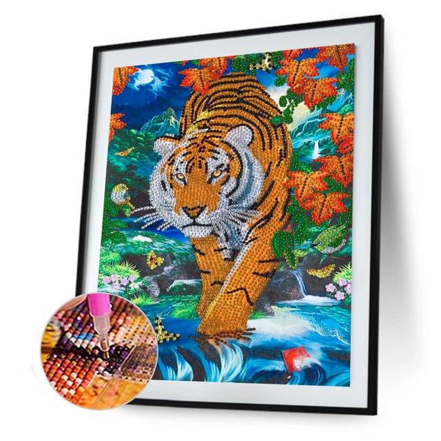 Cuadros Decorativos Kit de pintura de diamantes 5D en forma especial DIY Animal Tiger Rhinestone imágenes regalo Tmvgtek embutido en tela