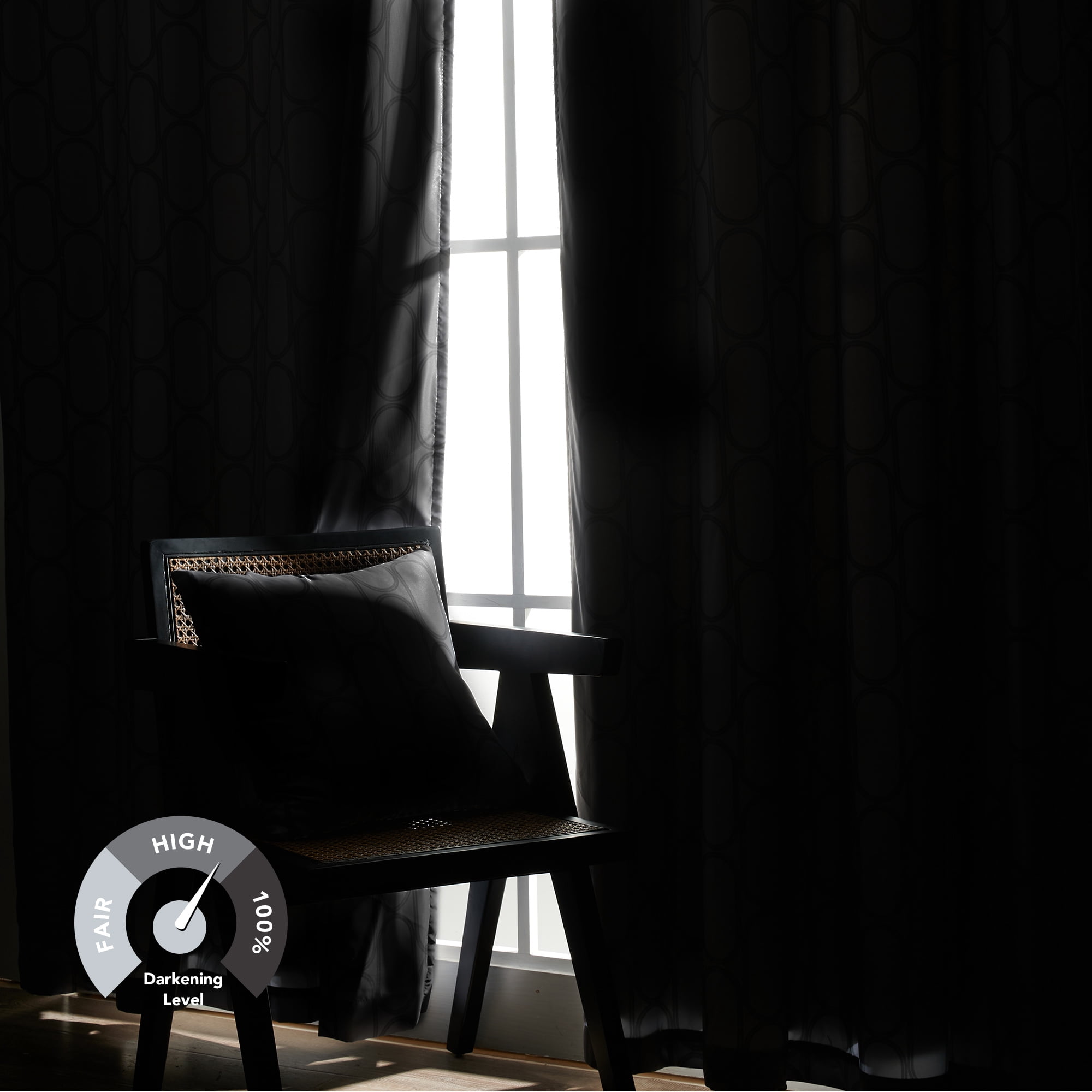 ZOPZO Total Blackout Curtains, Double Layer Thermal Insulated, Black, 52W x 84L Inch, Geometric or Tropical Pattern for Bedroom