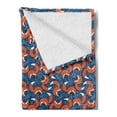 thumbnail image 2 of Fox Soft Flannel Fleece Throw Blanket, Doodle Style Flowers and Hearts with Abstract European Forest Animal Pattern, Cozy Plush for Indoor and Outdoor Use, 50" x 60", Navy Blue Orange, by Ambesonne, 2 of 5