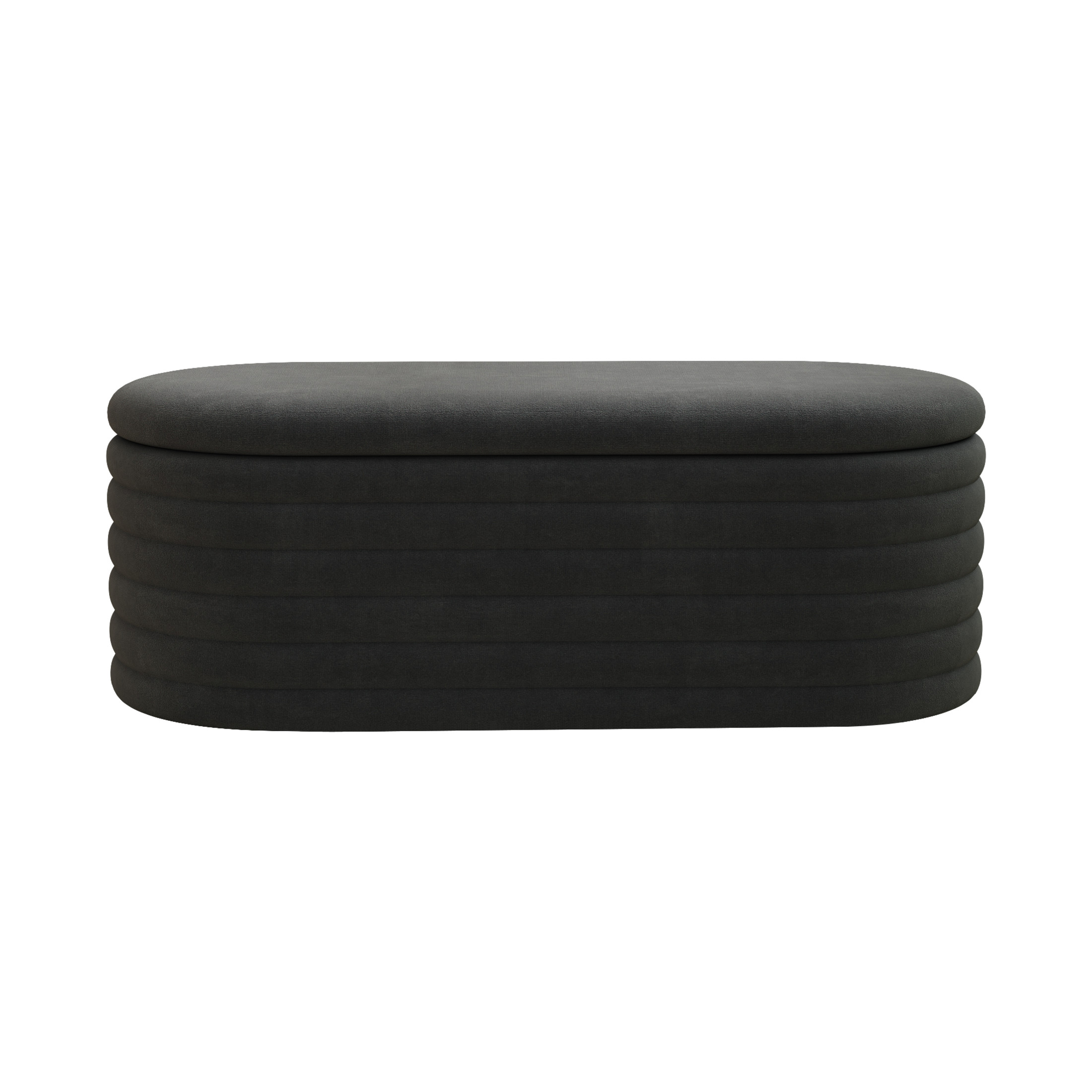 Noble House 40" Chenille Storage Ottoman Bench, Upholstered Flip-Top with Hinge, for Bedroom, Living Room, Black