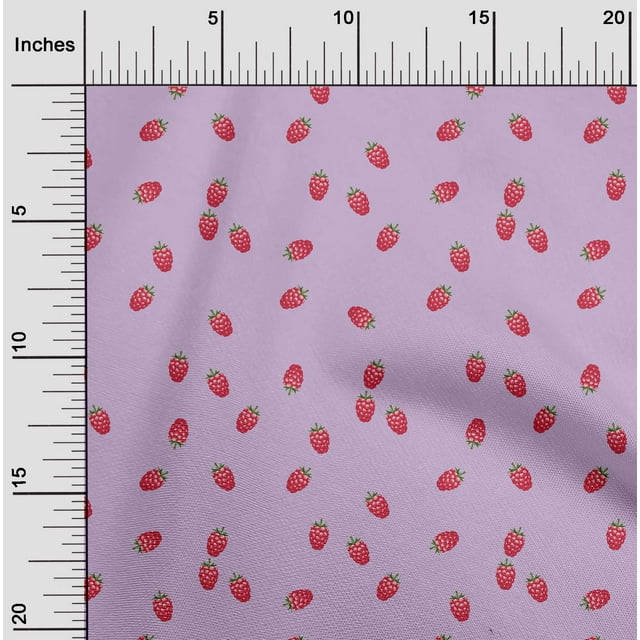 oneOone Tissu Popeline de Coton Tissu à Imprimé Framboise au Mètre 56 Pouces de Large