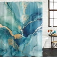 thumbnail image 2 of Turquoise Marble Shower Curtain, Waterproof Shower Curtains for Bathroom, Modern Abstract Art Ombre Blue Washable Fabric Bathtub Curtain Set Bath Decor with 12 Hooks Long 72"x84", 2 of 8
