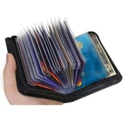 Lock Wallet Zip-Around Unisex RFID Blocking Slim Card Wallet, leather Look