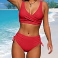 thumbnail image 2 of 2024 Woman New Split Wrap Lace Up Hollow Out Bikini Solid Color High Waist Quick Selling Bikini, 2 of 6