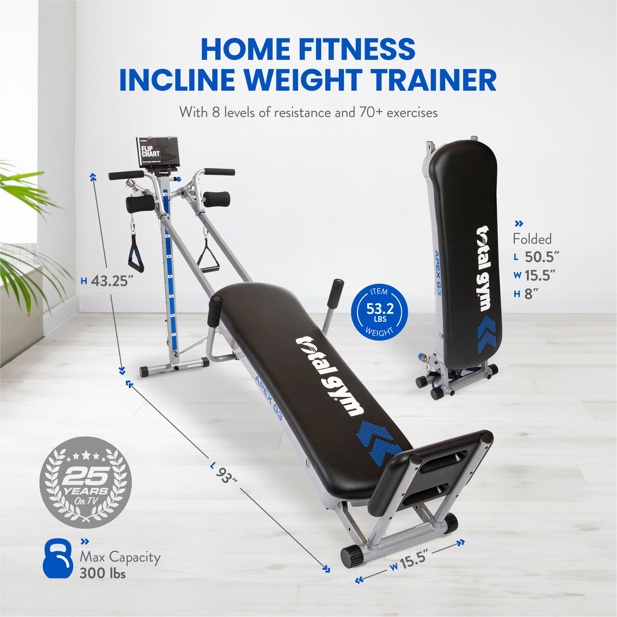Total Gym APEX G3 Fitness Incline Weight Trainer with 8 Resistance Levels - image 3 of 11