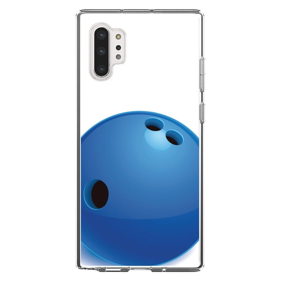 DistinctInk Clear Shockproof Hybrid Case for Galaxy Note 10 PLUS (6.8" Screen) - TPU Bumper, Acrylic Back, Tempered Glass Screen Protector - Blue Bowling Ball