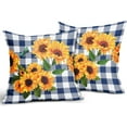thumbnail image 2 of Sunflower Pillow Covers 18x18 Set of 2 Summer Flower Blue Buffalo Plaid Yellow Floral Throw Pillows Farmhouse Outdoor Decorative Pillowcase Linen Square Cushion Cover for Home Couch Bed, 2 of 6