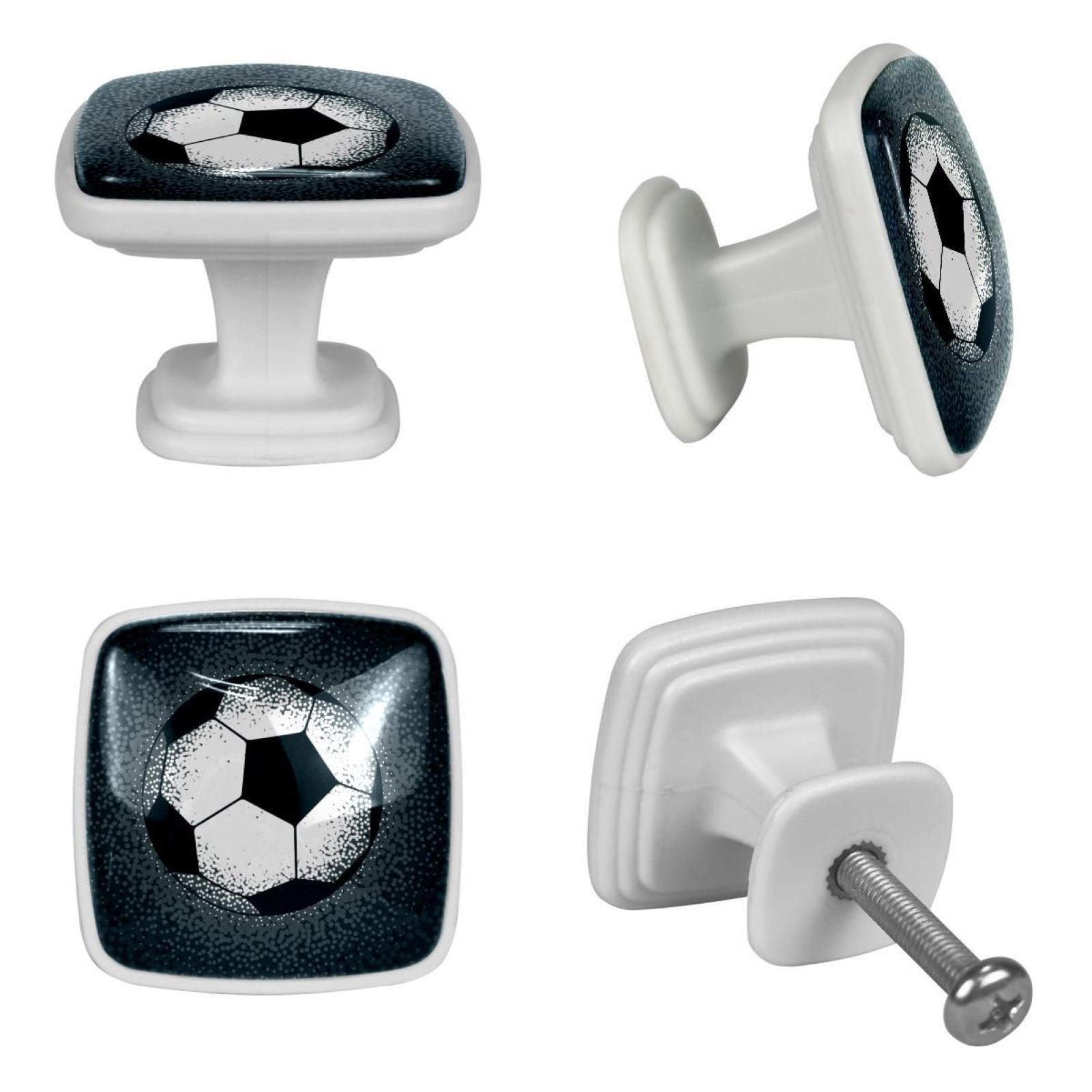 Ownta 4 Pcs Square Cabinet Handle Cupboard Fluorescence Knob Glowing in the Dark Drawer Pulls Handle Drawer Knobs with Screws Furniture Decor Soccer Retro Ball Football - image 4 of 5