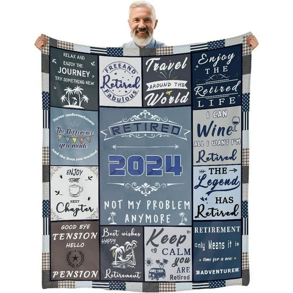 Retirement Gifts for Men/Women 2024, Retirement Blanket Gifts for Retirees Boss Teachers Nurses Father Grandfather, Farewell Gifts for Coworkers, Leaving Gift Blankets 50"X60" Retired Party Decor