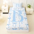thumbnail image 3 of Manfei Girls Kawaii Bow Personalized Initial B Twin Sheet Sets 3pcs,Vintage Blue Polka Dots Bedding for Kids Teens,Lightweight Room Decor, 3 of 5